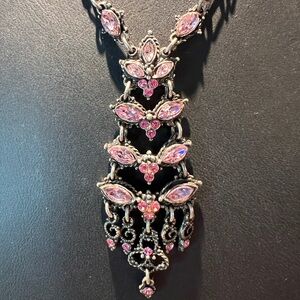 Agatha Paris Custome Necklace with Pink Rhinestones